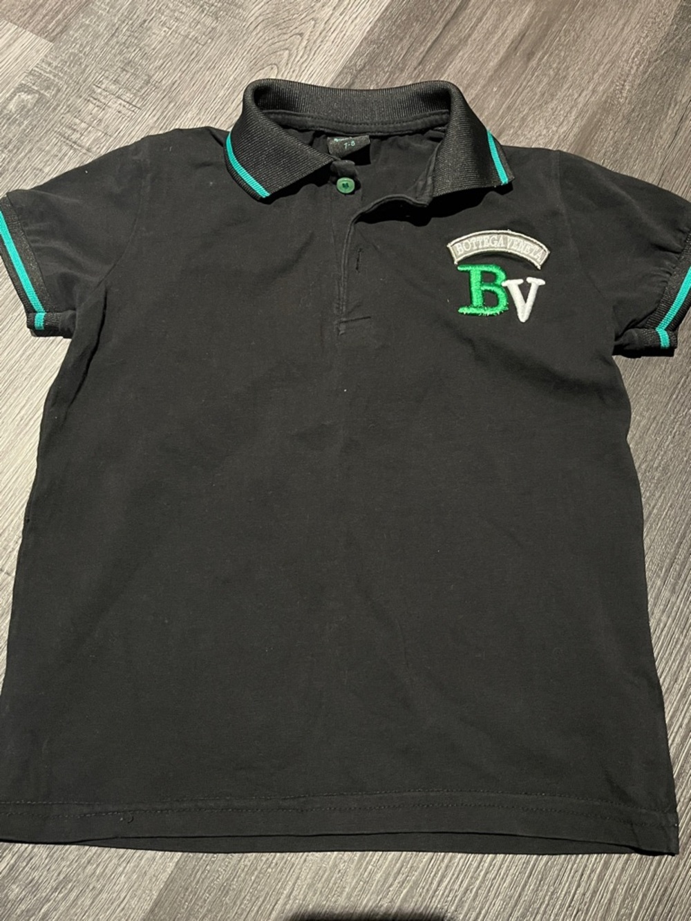 Bottega Veneta Black Polo with Green Trim - Kids